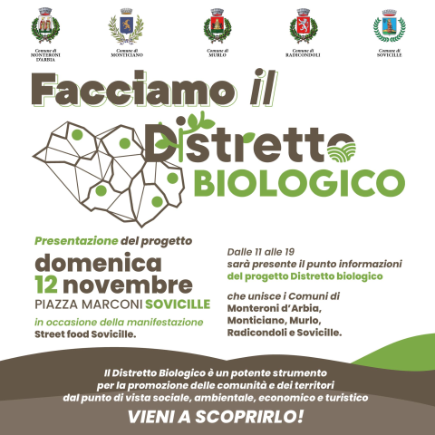 Domenica 12 novembre a Sovicille - "Facciamo il distretto biologico" dalle 11 alle 19, sarà allestito un punto informazioni in occasione della Manifestazione Street Food